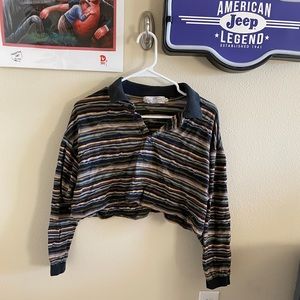 Striped Long Sleeve Crop Top